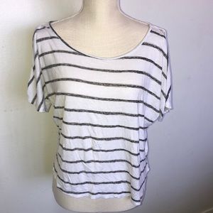 Mudd- White and black striped cold shoulder top
